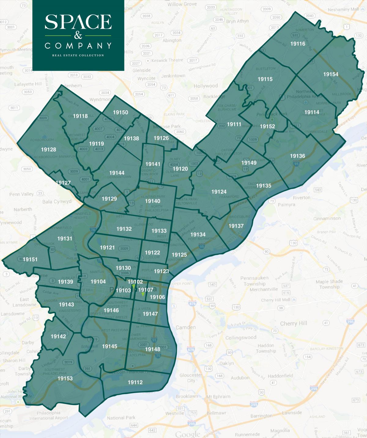 zipコードフィラデルフィアの地図