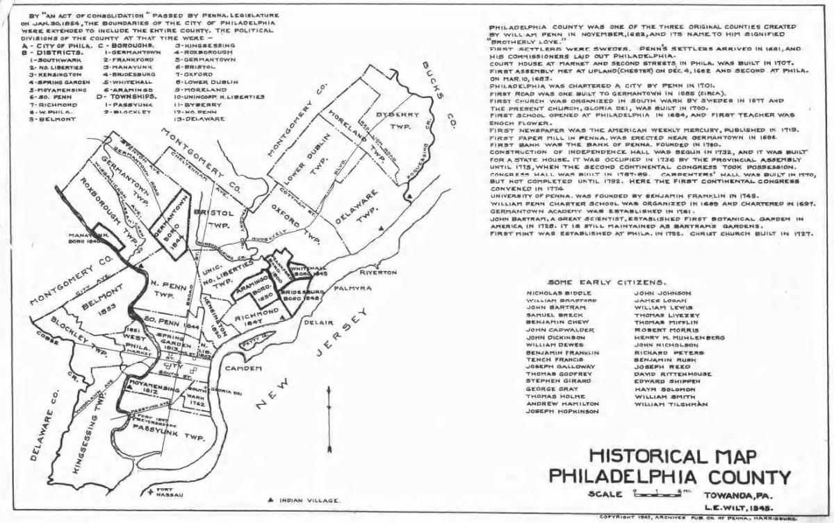 フィラデルフィア郡の地図