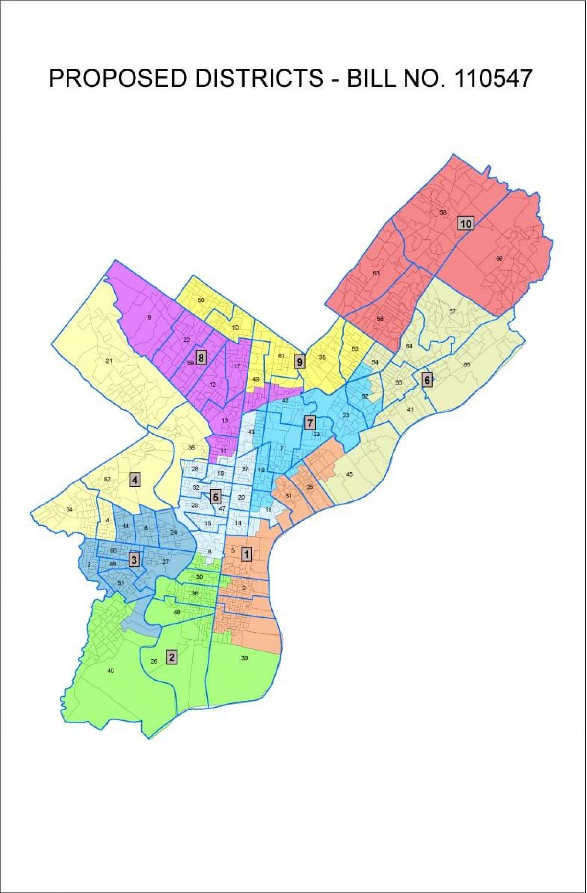 区の地図をフィラデルフィア
