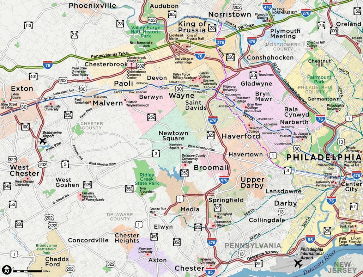 地図のメインラインフィラデルフィア