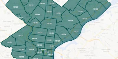 Zipコードフィラデルフィアの地図